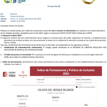 Circular 46: Análisis costos educativos 2025